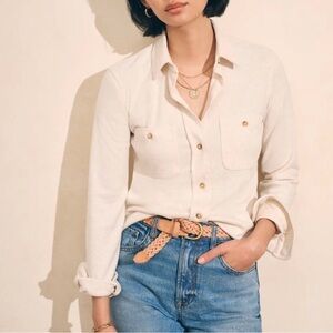 Faherty Legend Sweater Shirt in Off White Size Small